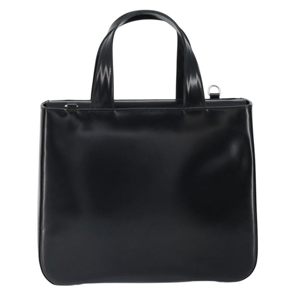 GUCCI Tote Bag Patent leather Black Silver 000 1013 0504 Auth 162467