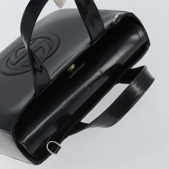GUCCI Tote Bag Patent leather Black Silver 000 1013 0504 Auth 162467