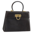 Salvatore Ferragamo Gancini Hand Bag Leather 2way Brown Gold Auth 162468-1