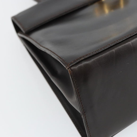 Salvatore Ferragamo Gancini Hand Bag Leather 2way Brown Gold Auth 162468