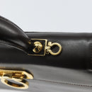 Salvatore Ferragamo Gancini Hand Bag Leather 2way Brown Gold Auth 162468-18