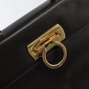 Salvatore Ferragamo Gancini Hand Bag Leather 2way Brown Gold Auth 162468-19