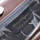 Salvatore Ferragamo Gancini Hand Bag Leather 2way Brown Gold Auth 162468-12