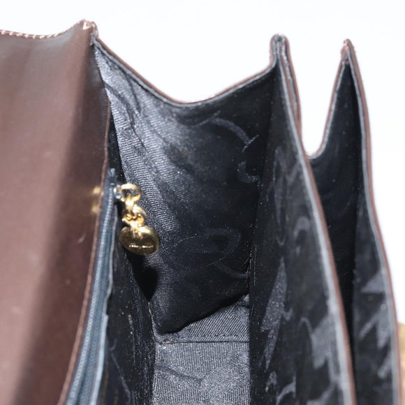 Salvatore Ferragamo Gancini Hand Bag Leather 2way Brown Gold Auth 162468
