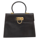 Salvatore Ferragamo Gancini Hand Bag Leather 2way Brown Gold Auth 162468-13