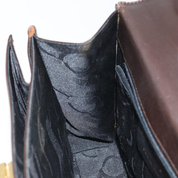 Salvatore Ferragamo Gancini Hand Bag Leather 2way Brown Gold Auth 162468