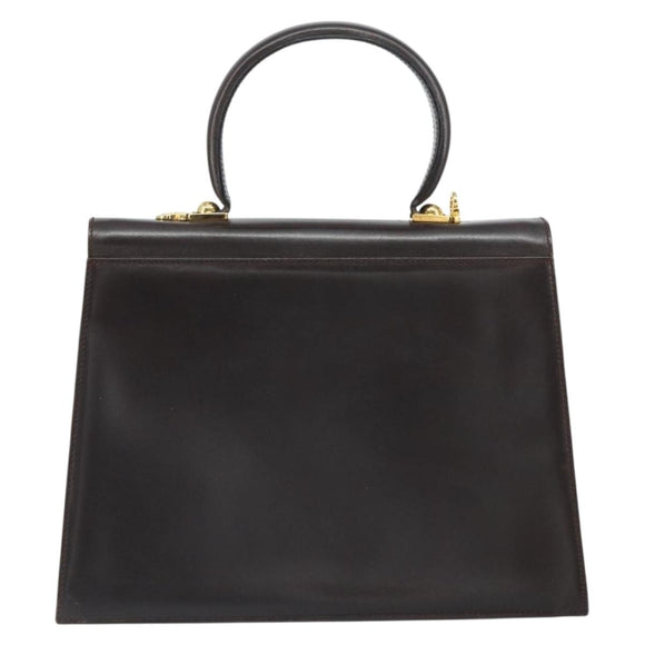 Salvatore Ferragamo Gancini Hand Bag Leather 2way Brown Gold Auth 162468