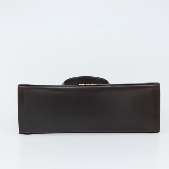 Salvatore Ferragamo Gancini Hand Bag Leather 2way Brown Gold Auth 162468