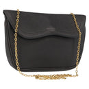 DELVAUX Ketten-Umhängetasche Leder Schwarz Gold Auth 162472-1