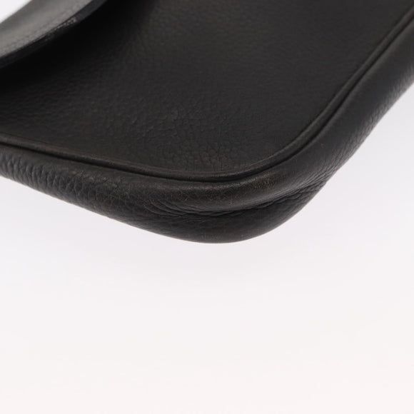 DELVAUX Ketten-Umhängetasche Leder Schwarz Gold Auth 162472