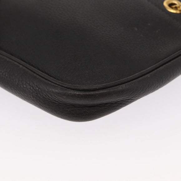 DELVAUX Ketten-Umhängetasche Leder Schwarz Gold Auth 162472