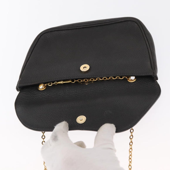 DELVAUX Ketten-Umhängetasche Leder Schwarz Gold Auth 162472