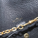 DELVAUX Ketten-Umhängetasche Leder Schwarz Gold Auth 162472-10