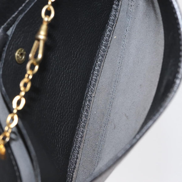 DELVAUX Ketten-Umhängetasche Leder Schwarz Gold Auth 162472