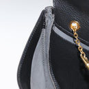 DELVAUX Ketten-Umhängetasche Leder Schwarz Gold Auth 162472-19