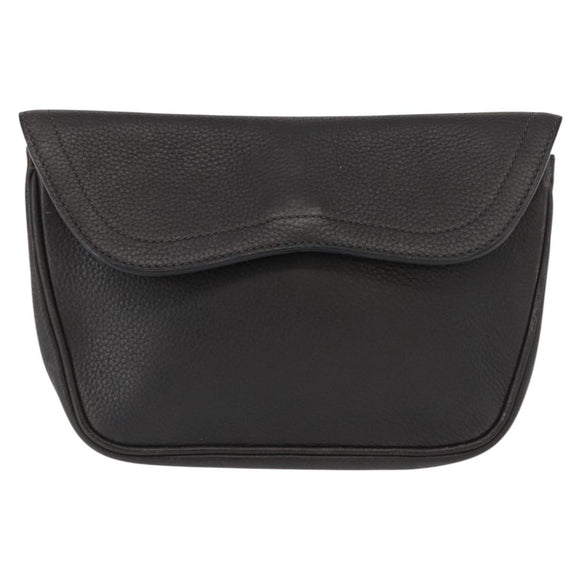 DELVAUX Ketten-Umhängetasche Leder Schwarz Gold Auth 162472