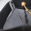 DELVAUX Ketten-Umhängetasche Leder Schwarz Gold Auth 162472-12
