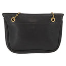 DELVAUX Ketten-Umhängetasche Leder Schwarz Gold Auth 162472-2