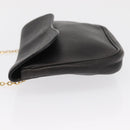 DELVAUX Ketten-Umhängetasche Leder Schwarz Gold Auth 162472-4