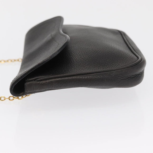DELVAUX Ketten-Umhängetasche Leder Schwarz Gold Auth 162472