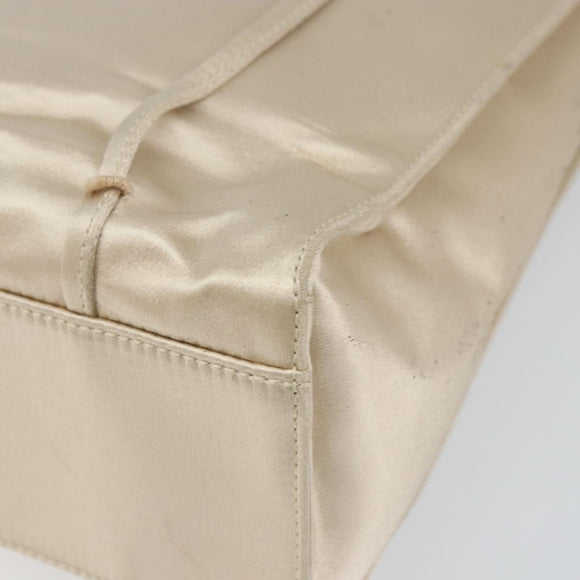 PRADA Hand Bag Satin Beige Auth 162473