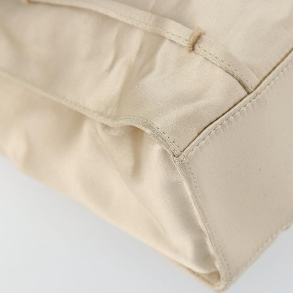 PRADA Hand Bag Satin Beige Auth 162473