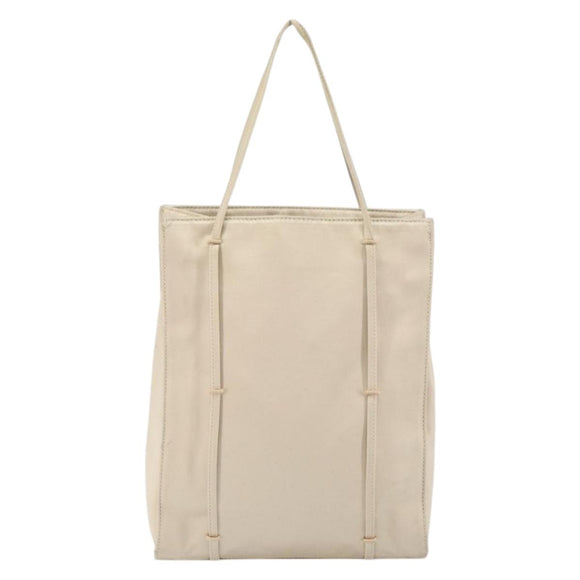 PRADA Hand Bag Satin Beige Auth 162473