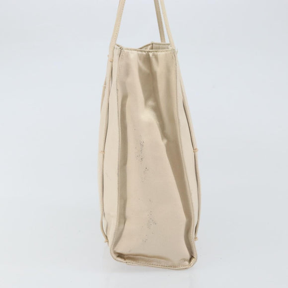 PRADA Hand Bag Satin Beige Auth 162473