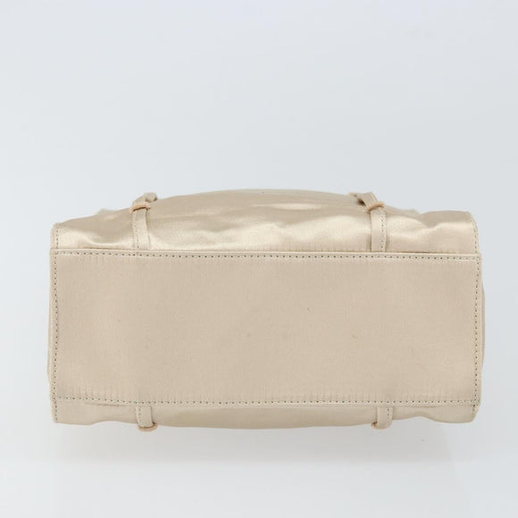 PRADA Hand Bag Satin Beige Auth 162473