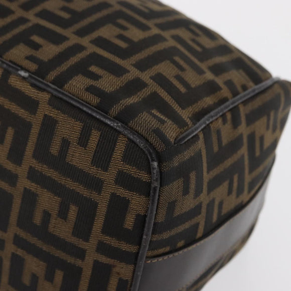 FENDI Zucca Canvas Hand Bag Black Brown Auth 162503
