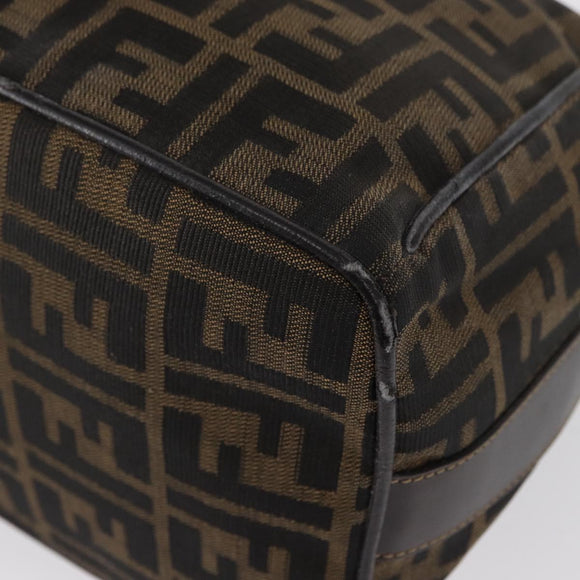 FENDI Zucca Canvas Hand Bag Black Brown Auth 162503