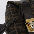 FENDI Zucca Canvas Hand Bag Black Brown Auth 162503-8