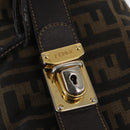 FENDI Zucca Canvas Hand Bag Black Brown Auth 162503-19