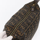 FENDI Zucca Canvas Hand Bag Black Brown Auth 162503-10