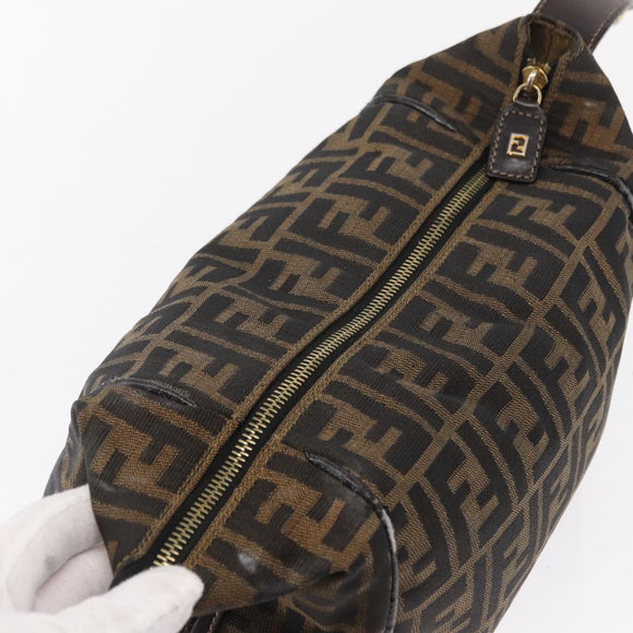 FENDI Zucca Canvas Hand Bag Black Brown Auth 162503