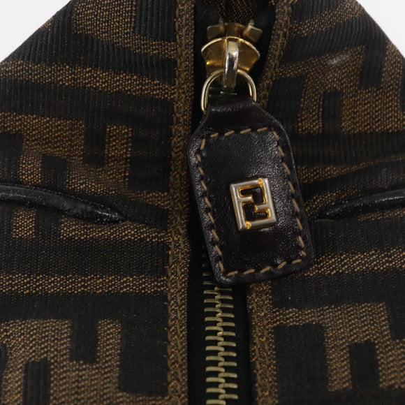 FENDI Zucca Canvas Hand Bag Black Brown Auth 162503
