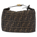 FENDI Zucca Canvas Hand Bag Black Brown Auth 162503-13