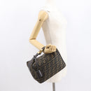 FENDI Zucca Canvas Hand Bag Black Brown Auth 162503-26
