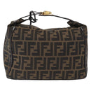 FENDI Zucca Canvas Hand Bag Black Brown Auth 162503-2