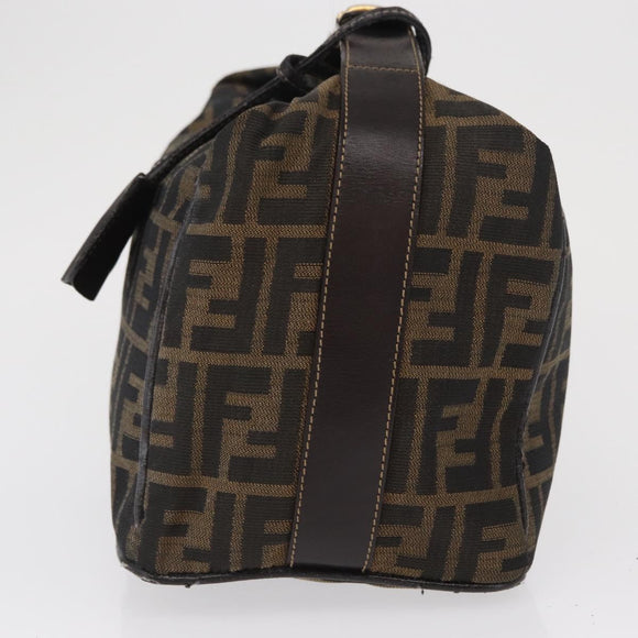 FENDI Zucca Canvas Hand Bag Black Brown Auth 162503