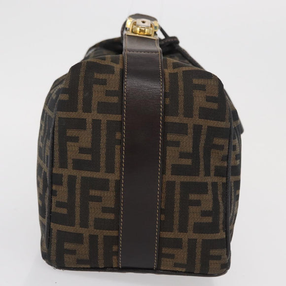 FENDI Zucca Canvas Hand Bag Black Brown Auth 162503