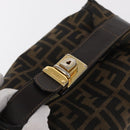 FENDI Zucca Canvas Hand Bag Black Brown Auth 162503-7