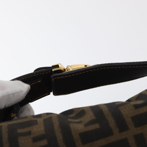 FENDI Zucca Canvas Hand Bag Black Brown Auth 162503