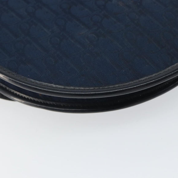 Christian Dior Trotter Canvas Shoulder Bag Navy Gold Auth 162505