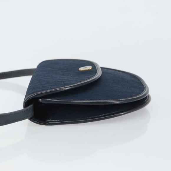 Christian Dior Trotter Canvas Shoulder Bag Navy Gold Auth 162505