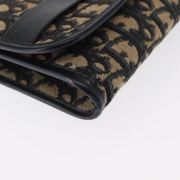 Christian Dior Trotter Canvas Chain Shoulder Bag Navy Gold Auth 162506A