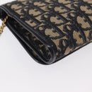 Christian Dior Trotter Canvas Chain Shoulder Bag Navy Gold Auth 162506A-15