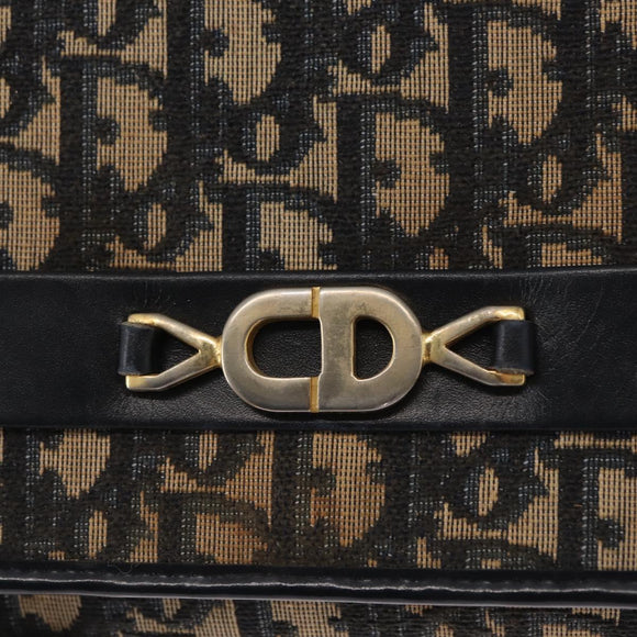 Christian Dior Trotter Canvas Chain Shoulder Bag Navy Gold Auth 162506A