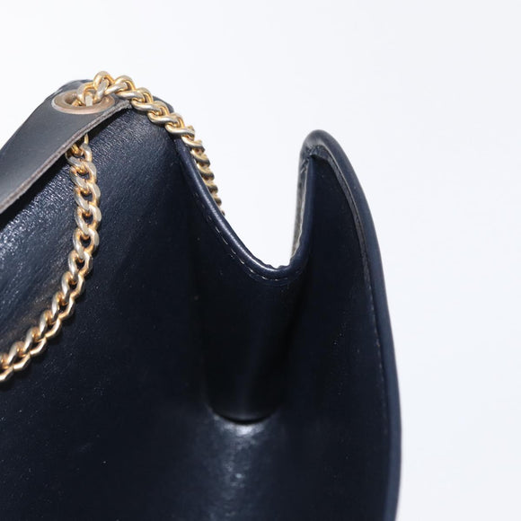 Christian Dior Trotter Canvas Chain Shoulder Bag Navy Gold Auth 162506A