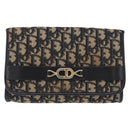 Christian Dior Trotter Canvas Chain Shoulder Bag Navy Gold Auth 162506A-13